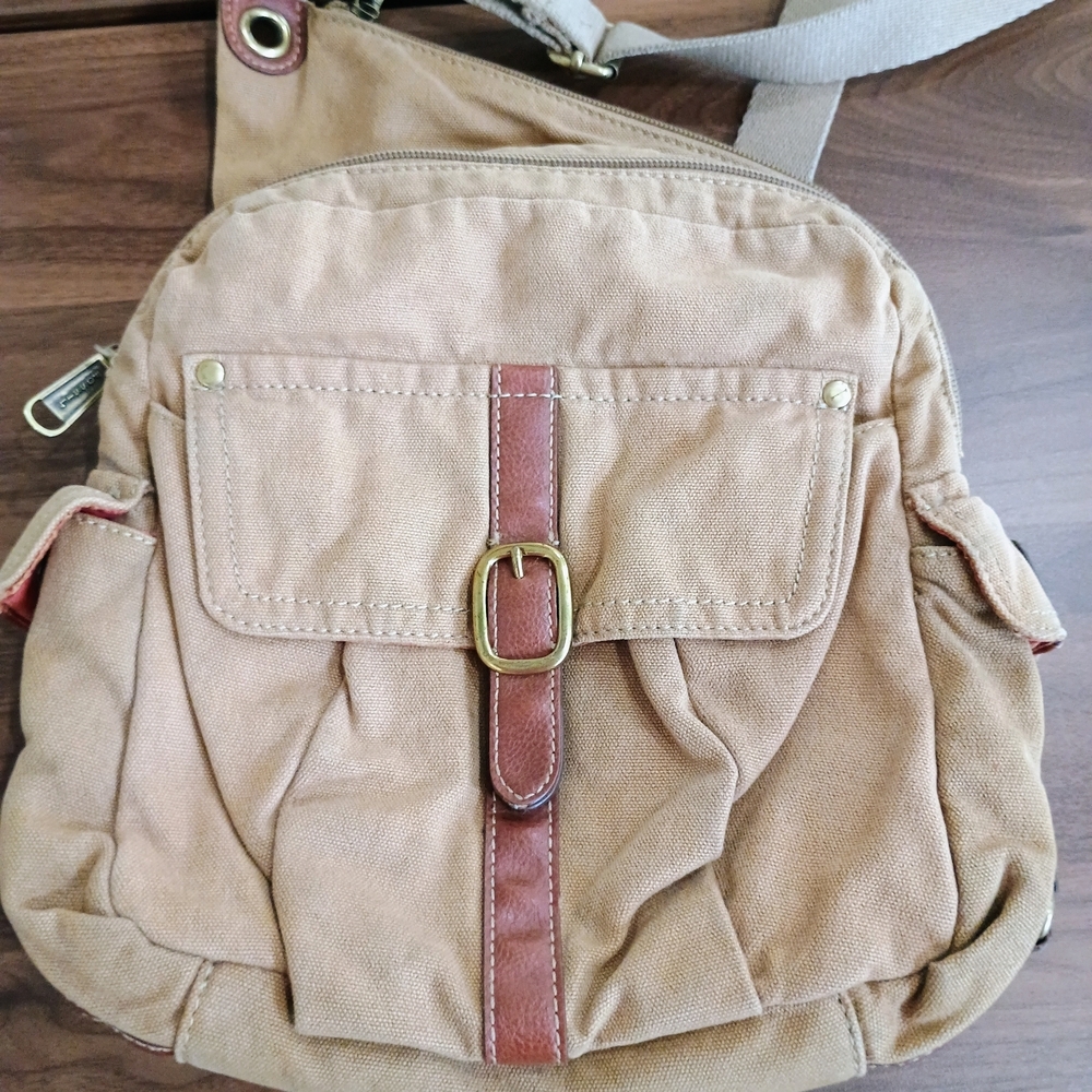 Fossil Tan Canvas Crossbody Bag - image 4